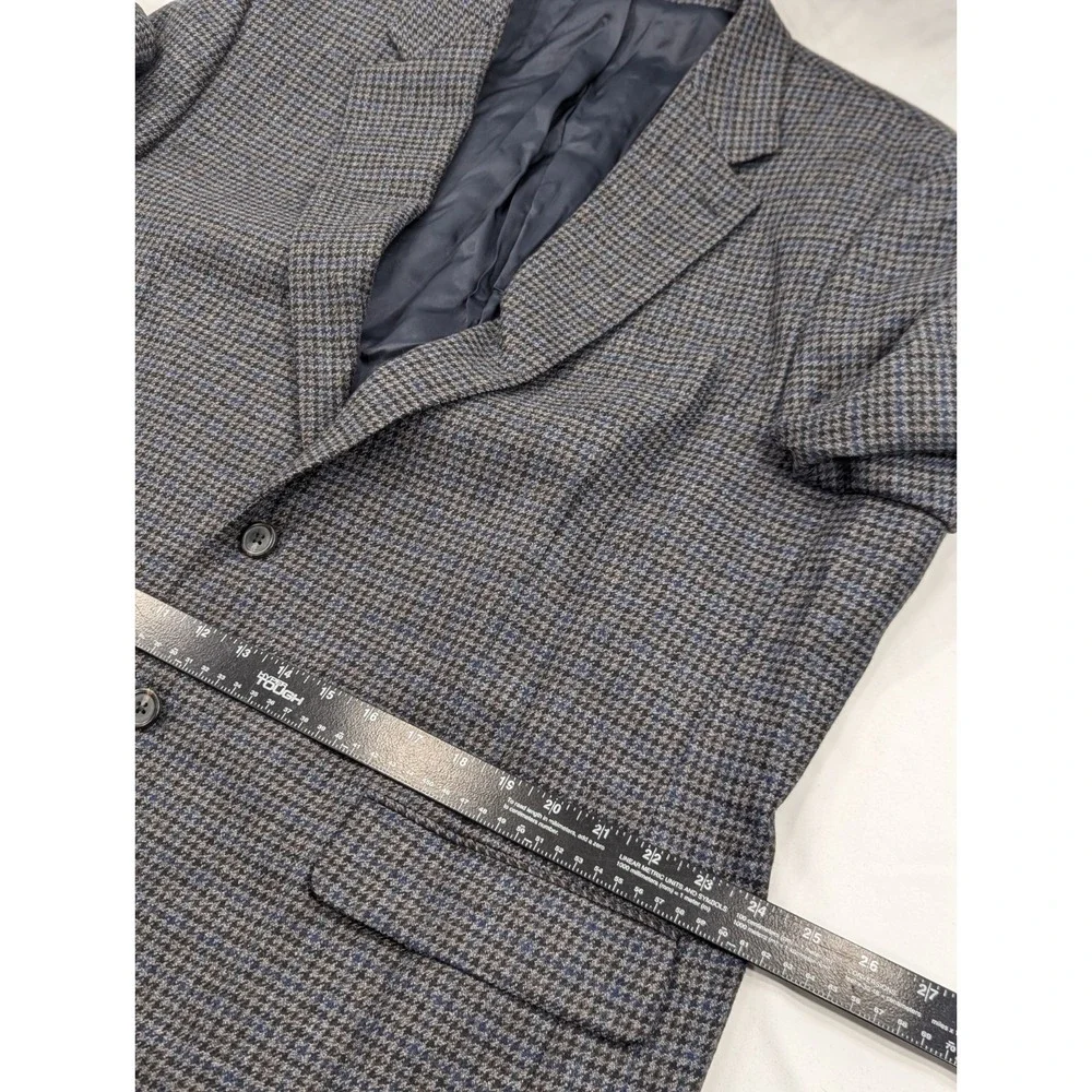 New No Tags Chaps Blazer Sports Jacket Coat Lambswool Gray Houndstooth 48R‎ 50